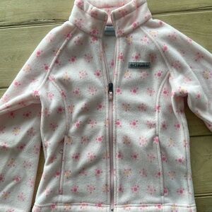 Columbia Pink Floral Fleece Jacket Girls size Small 7/8
